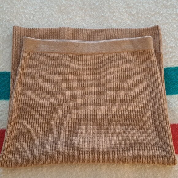 CLUB MONACO Cashmere Ribbed Midi Skirt, camel, sz L - Picture 7 of 8